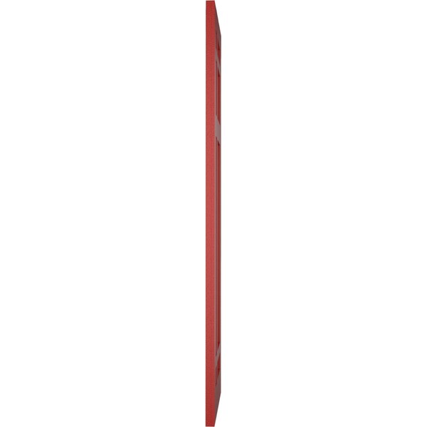Ekena Millwork True Fit PVC San Juan Capistrano Mission Style Fixed Mount Shutters, Fire Red, 15W x 67H, PR - TFP001SJ15X067BR