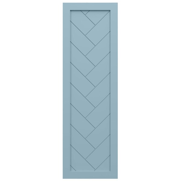 Ekena Millwork True Fit PVC Single Panel Herringbone Modern Style Fixed Mount Shutters, Peaceful Blue, 12W x 25H, PR - TFP001HB12X025SB