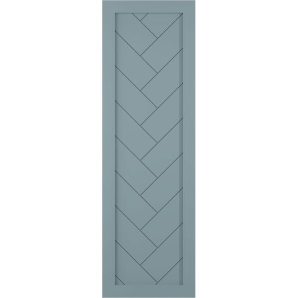 Ekena Millwork True Fit PVC Single Panel Herringbone Modern Style Fixed Mount Shutters, Peaceful Blue, 12W x 25H, PR - TFP001HB12X025SB