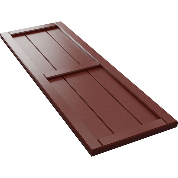 Ekena Millwork True Fit PVC, Three Board Framed Board-n-Batten Shutters, Pepper Red, 16 1/8W x 24H, PR - TFP101BF16X024MR