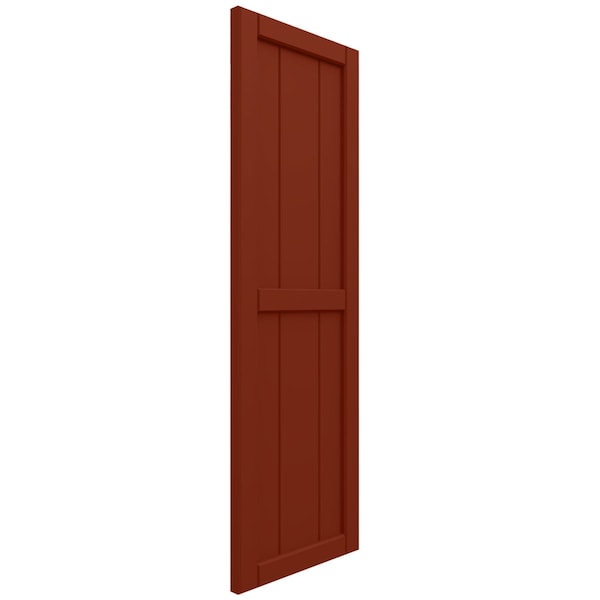Ekena Millwork True Fit PVC, Three Board Framed Board-n-Batten Shutters, Pepper Red, 16 1/8W x 24H, PR - TFP101BF16X024MR