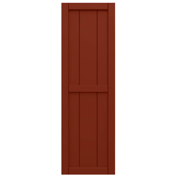 Ekena Millwork True Fit PVC, Three Board Framed Board-n-Batten Shutters, Pepper Red, 16 1/8W x 24H, PR - TFP101BF16X024MR