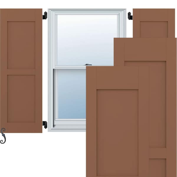 Ekena Millwork Americraft 2 Equal Flat Panel Exterior Real Wood Shutters, RW101FP18X42BTH, PR - RW101FP18X42BTH