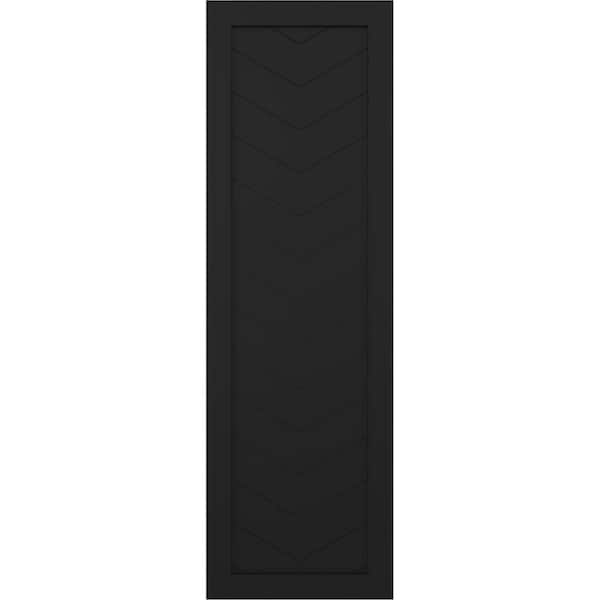 Ekena Millwork True Fit PVC Single Panel Chevron Modern Style Fixed Mount Shutters, Black, 15W x 74H, PR - TFP001CV15X074BL