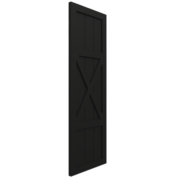 Ekena Millwork True Fit PVC Center X-Board Farmhouse Fixed Mount Shutters, Black , 15W x 67H, PR - TFP107FH15X067BL