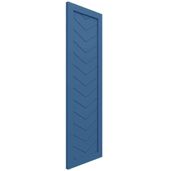 Ekena Millwork True Fit PVC Single Panel Chevron Modern Style Fixed Mount Shutters, Sojourn Blue, 18W x 35H, PR - TFP001CV18X035HB