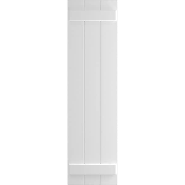 Ekena Millwork True Fit PVC Three Board Joined Board-n-Batten Shutters, Unfinished, 16 1/8W x 32H, PR - TFP101BBF16X032UN