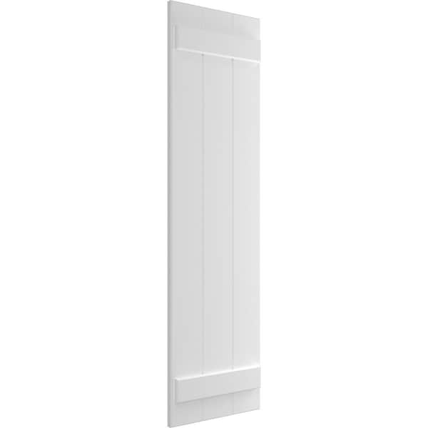 Ekena Millwork True Fit PVC Three Board Joined Board-n-Batten Shutters, Unfinished, 16 1/8W x 32H, PR - TFP101BBF16X032UN
