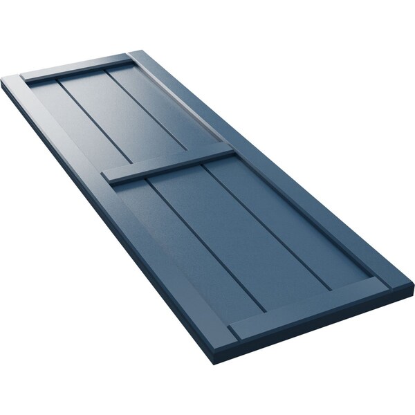 Ekena Millwork True Fit PVC, Three Board Framed Board-n-Batten Shutters, Sojourn Blue, 16 1/8W x 53H, PR - TFP101BF16X053HB