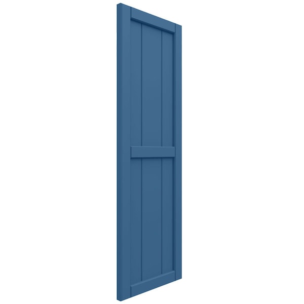 Ekena Millwork True Fit PVC, Three Board Framed Board-n-Batten Shutters, Sojourn Blue, 16 1/8W x 53H, PR - TFP101BF16X053HB