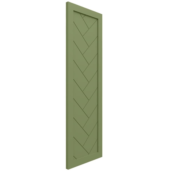 Ekena Millwork True Fit PVC Single Panel Herringbone Modern Style Fixed Mount Shutters, Moss Green, 12W x 35H, PR - TFP001HB12X035MG