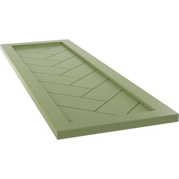 Ekena Millwork True Fit PVC Single Panel Herringbone Modern Style Fixed Mount Shutters, Moss Green, 12W x 35H, PR - TFP001HB12X035MG