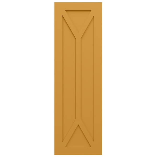 Ekena Millwork True Fit PVC San Carlos Mission Style Fixed Mount Shutters, Turmeric, 12W x 77H, PR - TFP001SC12X077TU