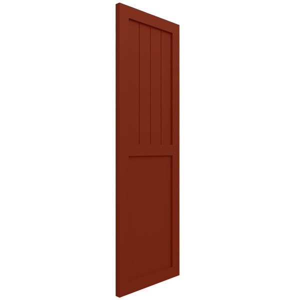 Ekena Millwork True Fit PVC Farmhouse/Flat Panel Combination Fixed Mount Shutters, Pepper Red, 15W x 49H, PR - TFP101FC15X049MR