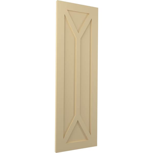 Ekena Millwork True Fit PVC San Carlos Mission Style Fixed Mount Shutters, Natural Twine, 15W x 75H, PR - TFP001SC15X075NT