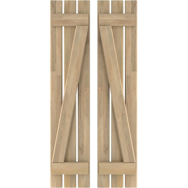 Ekena Millwork Americraft 3-Board (2 Batten) Wood Spaced Board-n-Batten Shutters w/ Z-Bar, ARW102SB311X37UNH, PR - ARW102SB311X37UNH