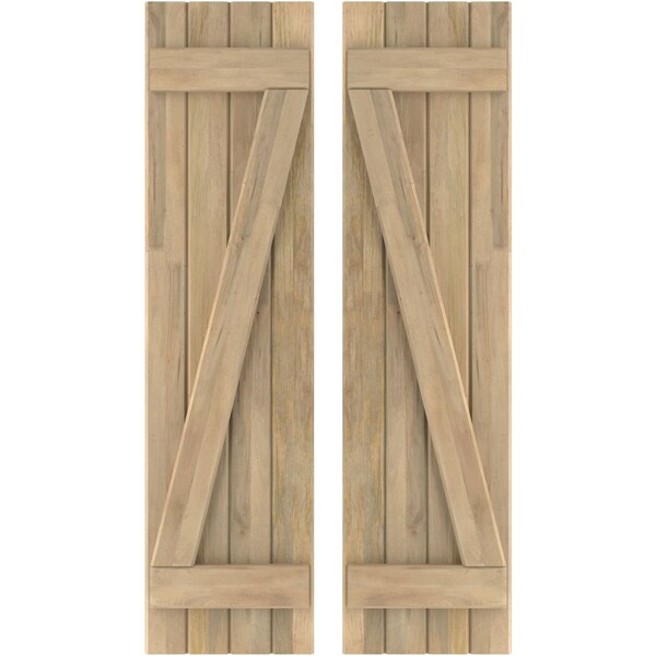 Ekena Millwork Americraft 4-Board (2 Batten) Wood Joined Board-n-Batten Shutters w/ Z-Bar, ARW102BB414X31UNH, PR - ARW102BB414X31UNH