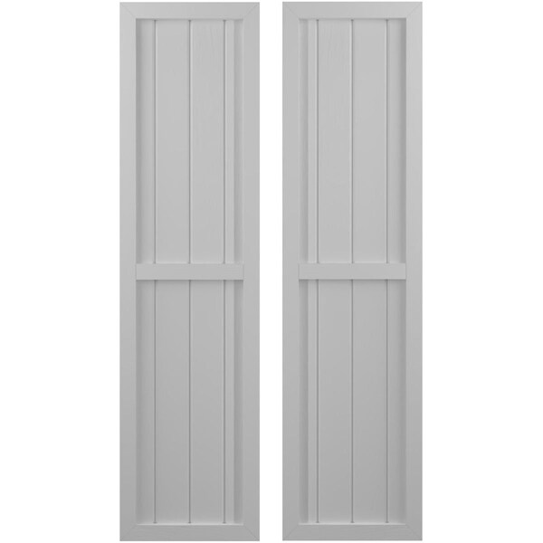 Ekena Millwork Americraft 4-Board Exterior Wood 2 Equal Panel Framed Board-n-Batten Shutters, ARW101BF414X61PRH - ARW101BF414X61PRH