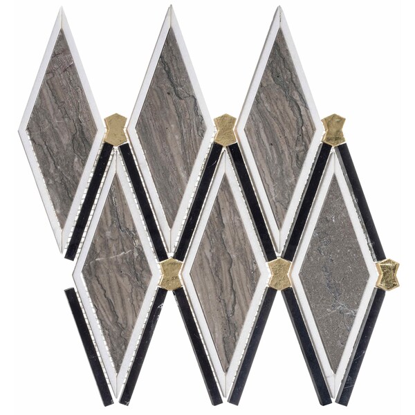 Andova Tiles SAMPLE-Valiant Diamond Shaped Glass and Stone Mosaic Wall Tile - SAM-ANDVAL945