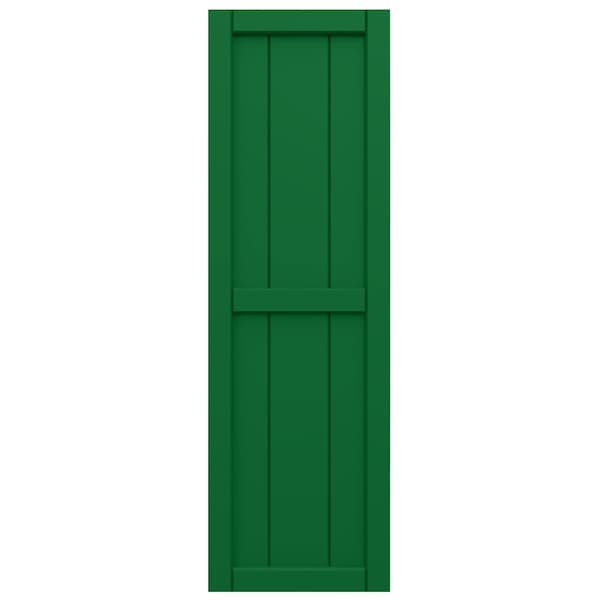Ekena Millwork True Fit PVC, Three Board Framed Board-n-Batten Shutters, Viridian Green, 16 1/8W x 41H, PR - TFP101BF16X041HG