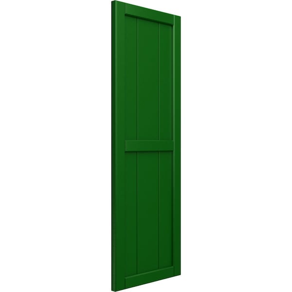Ekena Millwork True Fit PVC, Three Board Framed Board-n-Batten Shutters, Viridian Green, 16 1/8W x 41H, PR - TFP101BF16X041HG