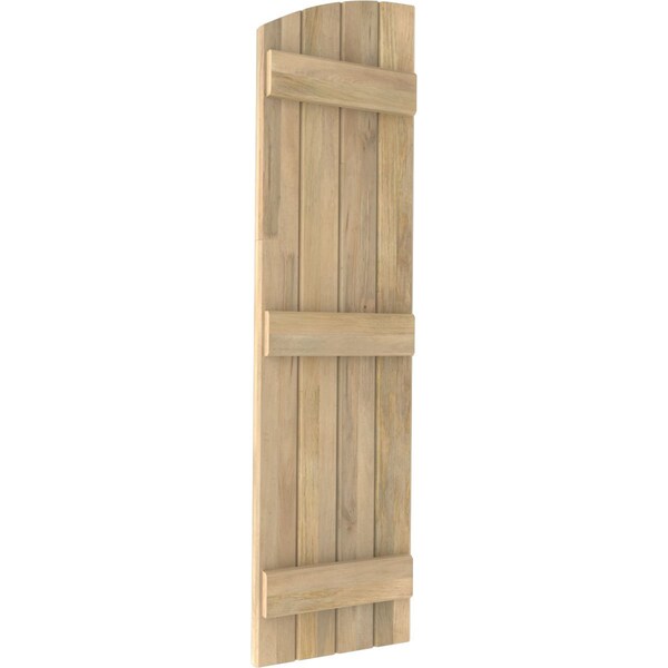 Ekena Millwork Americraft 4-Board (3 Batten) Wood Joined Board-n-Batten Shutters w/Ellipt Top, ARW401BE414X69UNH, PR - ARW401BE414X69UNH