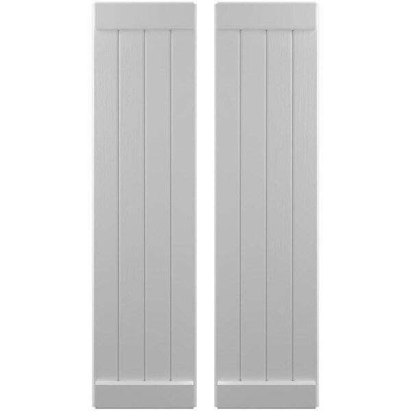 Ekena Millwork Americraft 4-Board Exterior Wood Joined Board-n-Batten Shutters w/ End Batten, ARW103BB414X35PRH - ARW103BB414X35PRH