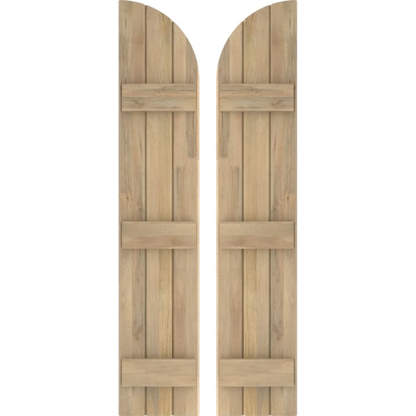 Ekena Millwork Americraft 3-Board (3 Batten) Wood Joined Board-n-Batten Shutters w/ Arch Top, ARW401BQ311X61UNH, PR - ARW401BQ311X61UNH
