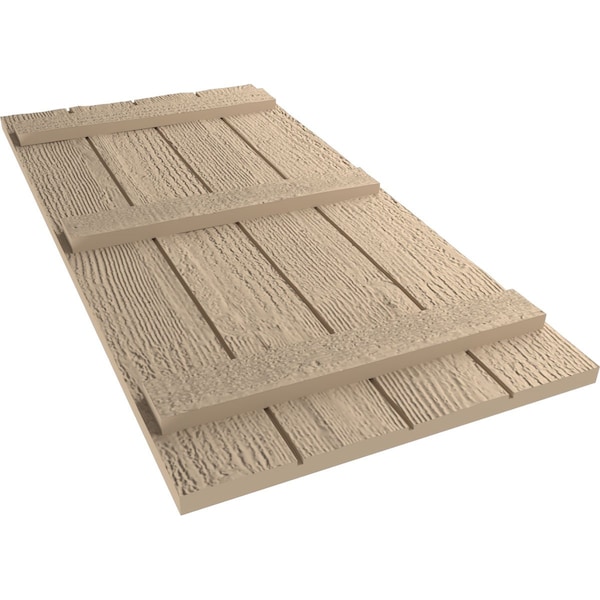 Ekena Millwork Rustic Four Board Joined Board-n-Batten Rough Sawn Faux Wood Shutters, 22W x 56H, PR - SHUBJS22X56RSPR