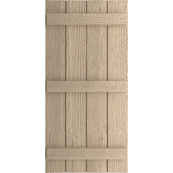 Ekena Millwork Rustic Four Board Joined Board-n-Batten Rough Sawn Faux Wood Shutters, 22W x 56H, PR - SHUBJS22X56RSPR