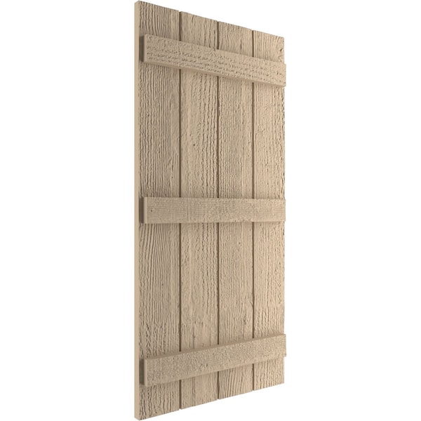 Ekena Millwork Rustic Four Board Joined Board-n-Batten Rough Sawn Faux Wood Shutters, 22W x 56H, PR - SHUBJS22X56RSPR