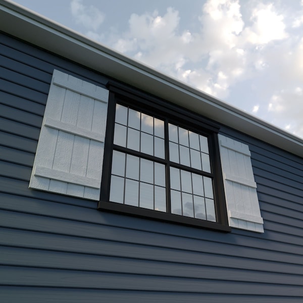 Ekena Millwork Rustic Four Board Joined Board-n-Batten Rough Sawn Faux Wood Shutters, 22W x 56H, PR - SHUBJS22X56RSPR