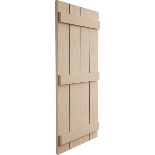 Ekena Millwork Rustic Four Board Joined Board-n-Batten Rough Sawn Faux Wood Shutters, 22W x 56H, PR - SHUBJS22X56RSPR