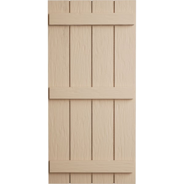 Ekena Millwork Rustic Four Board Joined Board-n-Batten Rough Sawn Faux Wood Shutters, 22W x 56H, PR - SHUBJS22X56RSPR