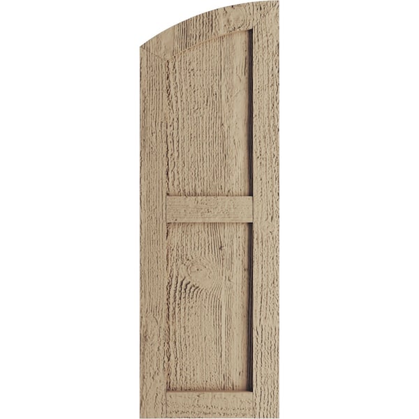 Ekena Millwork Rough Sawn 2 Equal Flat Panel w/Elliptical Top Faux Wood Shutters, 18W x 38H 32 Low Side, PR - SHUFPL18X38RSPR