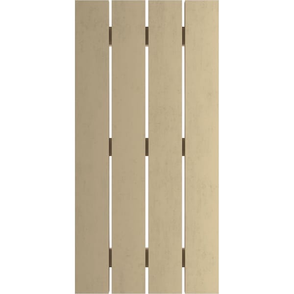 Ekena Millwork Rustic Four Board Spaced Board-n-Batten Hand Hewn Faux Wood Shutters, 23 1/2"W x 64"H - SHUBSS23X64HHPR