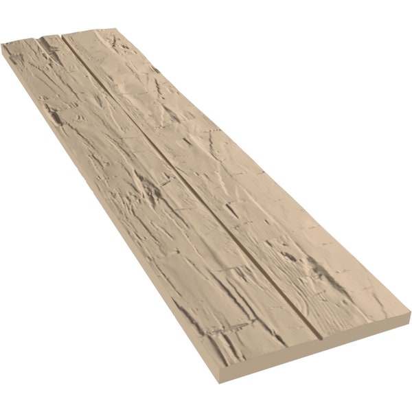 Ekena Millwork Rustic Two Board Joined Board-n-Batten Hand Hewn Faux Wood Shutters w/No Batten, 11W x 34H, PR - SHUBJN11X34HHPR