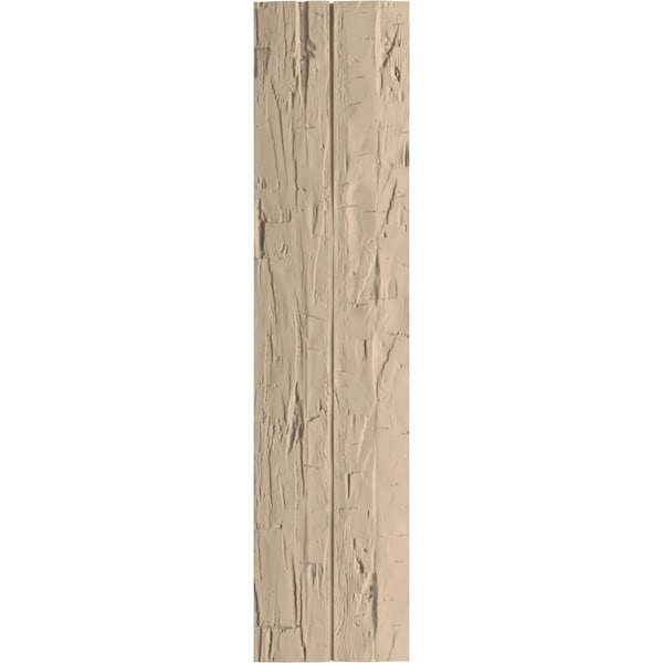 Ekena Millwork Rustic Two Board Joined Board-n-Batten Hand Hewn Faux Wood Shutters w/No Batten, 11W x 34H, PR - SHUBJN11X34HHPR