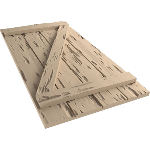 Ekena Millwork Rustic Four Board Joined Board-n-Batten Pecky Cypress Faux Wood Shutters w/Z-Board, 22"W x 70"H - SHUBJZ22X70PCPR