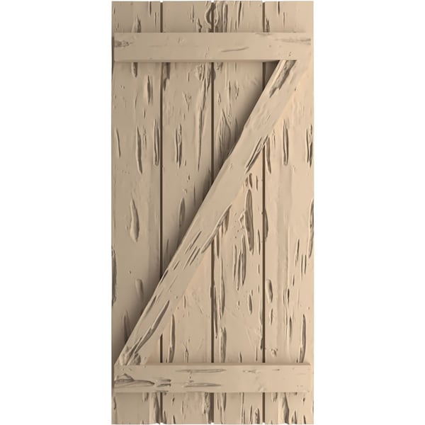 Ekena Millwork Rustic Four Board Joined Board-n-Batten Pecky Cypress Faux Wood Shutters w/Z-Board, 22"W x 70"H - SHUBJZ22X70PCPR