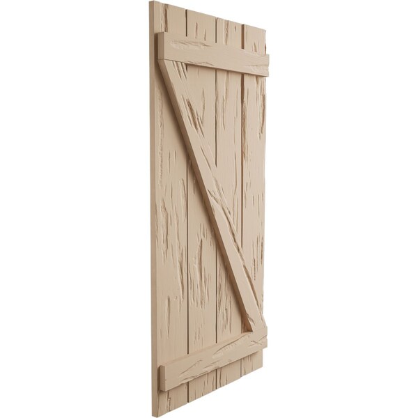 Ekena Millwork Rustic Four Board Joined Board-n-Batten Pecky Cypress Faux Wood Shutters w/Z-Board, 22"W x 70"H - SHUBJZ22X70PCPR