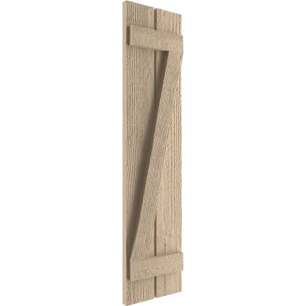 Ekena Millwork Rustic Two Board Spaced Board-n-Batten Rough Sawn Faux Wood Shutters w/Z-Board, 11 1/2W x 26H, PR - SHUBSZ11X26RSPR
