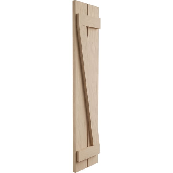 Ekena Millwork Rustic Two Board Spaced Board-n-Batten Rough Sawn Faux Wood Shutters w/Z-Board, 11 1/2W x 26H, PR - SHUBSZ11X26RSPR
