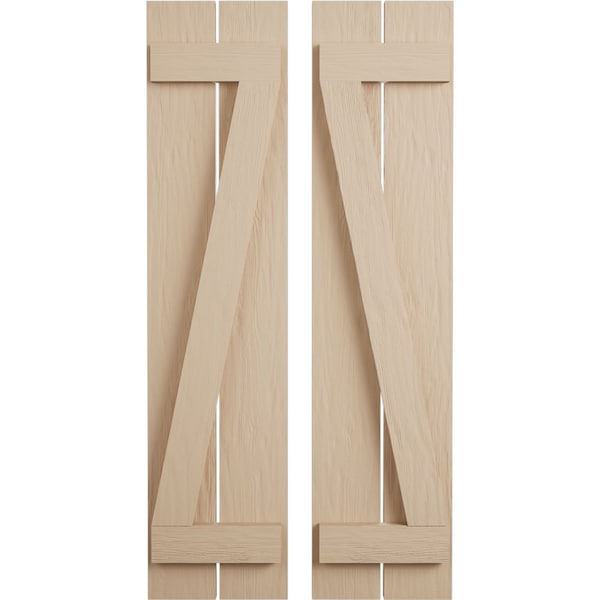 Ekena Millwork Rustic Two Board Spaced Board-n-Batten Rough Sawn Faux Wood Shutters w/Z-Board, 11 1/2W x 26H, PR - SHUBSZ11X26RSPR