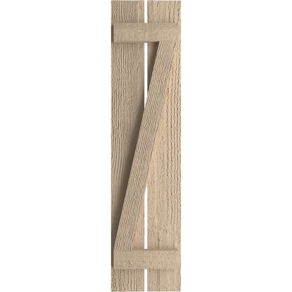 Ekena Millwork Rustic Two Board Spaced Board-n-Batten Rough Sawn Faux Wood Shutters w/Z-Board, 11 1/2W x 26H, PR - SHUBSZ11X26RSPR
