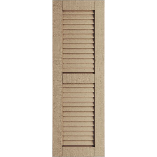 Ekena Millwork Rustic Two Equal Louver Rough Cedar Faux Wood Shutters (Per Pair), Primed Tan, 18"W x 82"H - SHULV18X82RCPR