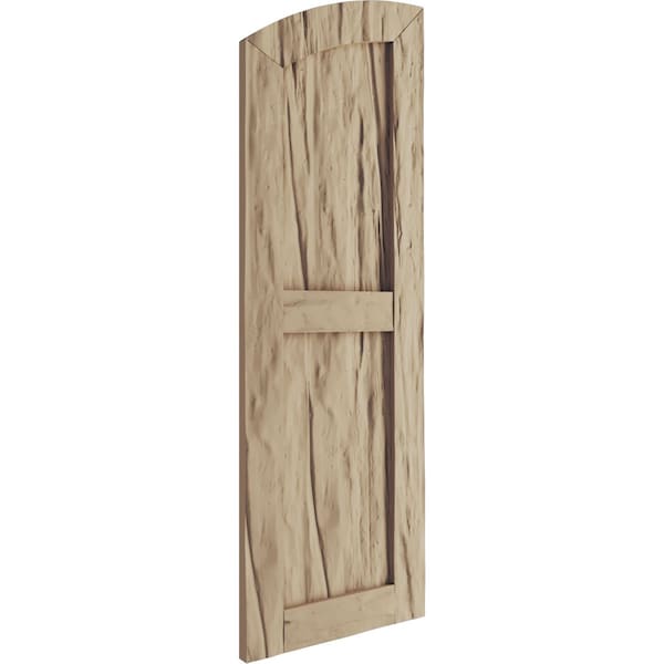 Ekena Millwork Riverwood 2 Equal Flat Panel w/Elliptical Top Faux Wood Shutters, 12W x 84H 80 Low Side, PR - SHUFPL12X84RWPR