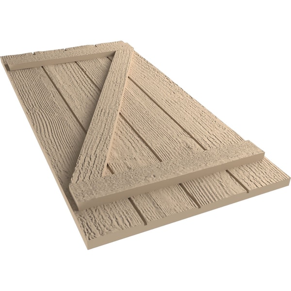 Ekena Millwork Rustic Four Board Joined Board-n-Batten Rough Sawn Faux Wood Shutters w/Z-Board, 22W x 72H, PR - SHUBJZ22X72RSPR