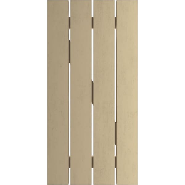 Ekena Millwork Rustic Four Board Spaced Board-n-Batten Pecky Cypress Faux Wood Shutters w/Z-Board, 23 1/2"W x 80"H - SHUBSZ23X80PCPR