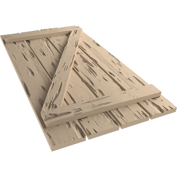 Ekena Millwork Rustic Four Board Spaced Board-n-Batten Pecky Cypress Faux Wood Shutters w/Z-Board, 23 1/2"W x 80"H - SHUBSZ23X80PCPR